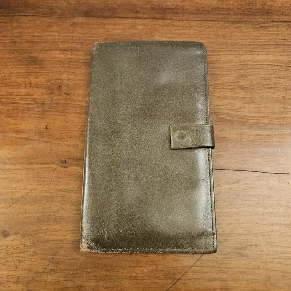 Vtg Prince Gardner Full Grain Cowhide Leather Bifold Wallet Green Passport Cards